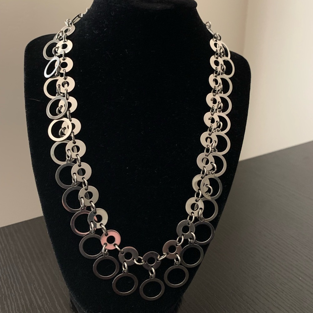 Vintage Ed Force Stainless Steel Circle Chain Necklace